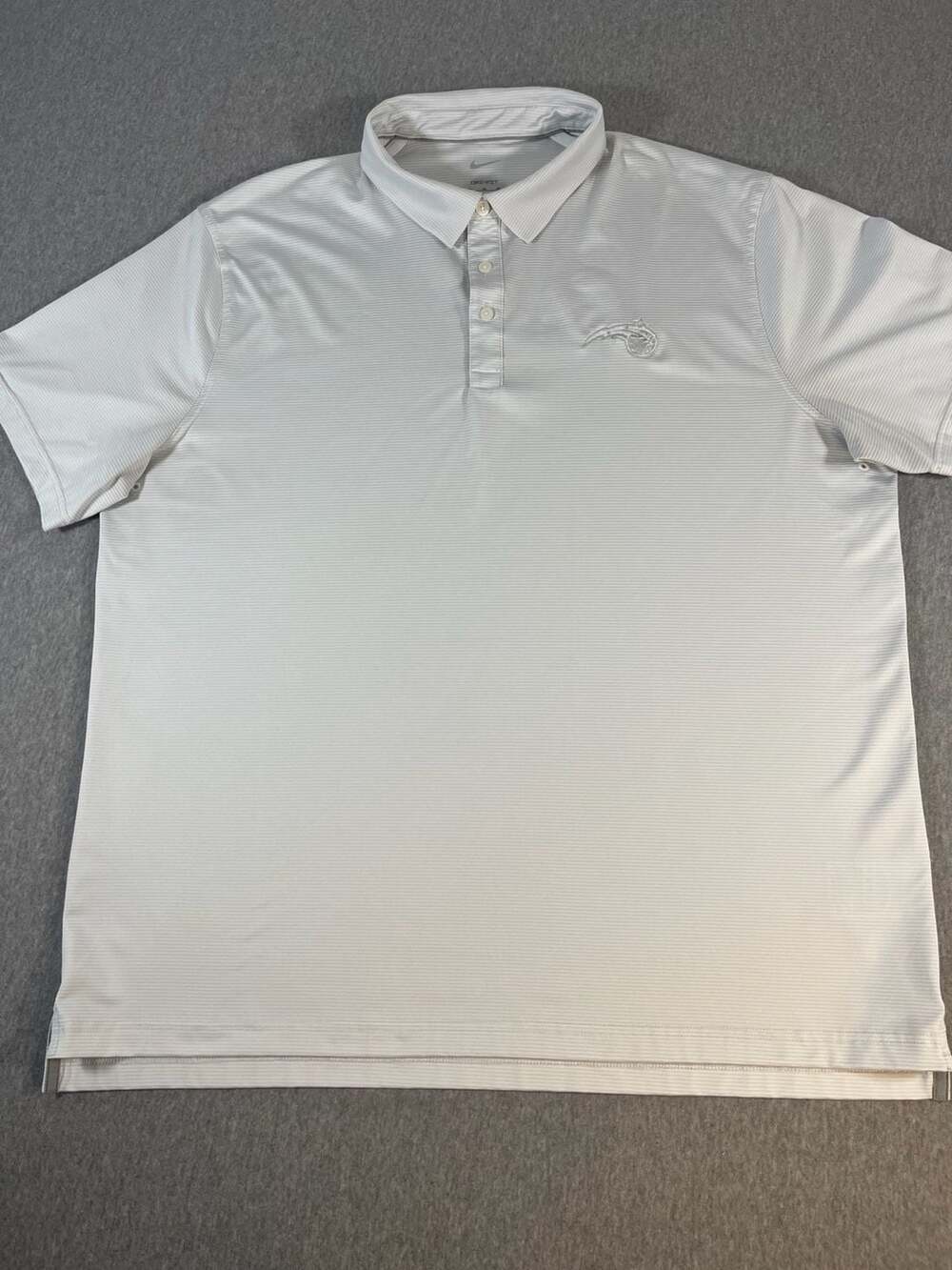 Nike Dri-Fit Orlando Magic White/Gray Striped Golf Polo Shirt Men's XL